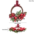 Weihnachtskranz mit karierter Schleife, roten Kugeln, Zapfen und künstlicher Kiefer - Klassischer rot-schwarzer Karo-Stil (GH0213S)