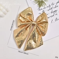 Goldener Pailletten-Weihnachtsschleife-Anhänger 22x18cm für festliche Deko - 22cm / Gold