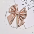 Sparkling rose gold sequin Christmas bow ornament, 14x12cm festive tree decoration - 14cm / Champagne