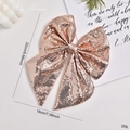 Rose gold sequined Christmas tree bow ornament, 22cm x 18cm large holiday party decor - 22cm / Champagne