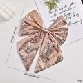 Large rose gold sequin Christmas bow decoration for holiday party and tree hanging - 30cm / Champagne