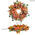 Ghirlanda autunnale da 17,7 pollici con zucche, pigne e acero su sfondo bianco - Stile Zucca del Raccolto Autunnale (GH0226G)