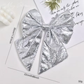 Large silver sequin Christmas tree bow ornament, 30x22cm festive party decoration - 30cm / Silver
