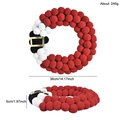 Ghirlanda natalizia stile cintura di Babbo Natale con pompon rossi, bianchi e neri - Ghirlanda di Pompon Tema Babbo Natale (GH0222S)