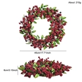 Ghirlanda natalizia con bacche rosse, diametro 45 cm e spessore 8 cm per decorazioni - Rosso (Con Foglie Verdi)