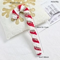 Canne en sucre de Noël en peluche rouge et blanche avec des paillettes de flocons dorés - Grande Canne En Sucre (EJ0201S-Grande Canne En Sucre)
