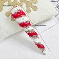 Cône de Noël en peluche rayé rouge et blanc 38cm avec broderie flocon de neige dorée - Grande Baguette Magique (EJ0201S-Grande Baguette Magique)