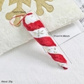 Plush red and white striped Christmas candy cane ornament with gold snowflake embroidery - Small Striped Magic Wand