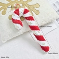 Plush Christmas candy cane ornament with red white stripes and gold snowflake, 36cm length - Medium Striped Candy Cane