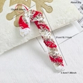Ornement de canne en sucre en peluche rouge et blanc avec paillettes et flocons brodés - Petite Canne En Sucre (EJ0201S-Petite Canne En Sucre)