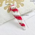 Red and white plush Christmas candy cane ornament with gold snowflake details - Small Magic Wand (EJ0201S-Small Magic Wand)