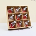 Set di 9 palline di Natale trasparenti in PET con motivi di fiocchi di neve rossi - Rosso