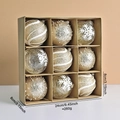 Set di 9 palline di Natale oro champagne e argento in scatola kraft con fiocchi di neve - Stile B (XM0162S-B)