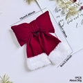 Rode fluwelen kerststrik met imitatiebont, 15x18cm feestelijk haaraccessoire - Kleine Strik (EJ0210S)