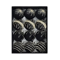 Set di 12 palline di Natale in velluto nero con decori glitter oro in confezione - Nero