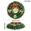 45cm Weihnachtskranz mit grünen Tannennadeln, roten Kugeln und Merry Christmas Schild - Roter Schleife Goldener Buchstabenstil (GH0237S)