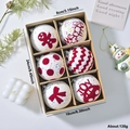 Set di 6 palline di Natale bianche in schiuma con motivi rossi di omini di pan di zenzero - Stile A - Auto Omino di Pan di Zenzero (XM0190S-A款)