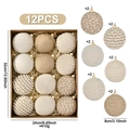 Set of 12 minimalist hemp rope Christmas balls in cream and tan tones for tree decor - Minimalist Handmade Woven Ball (XM0205S) / Set of 12 / Mixed Colors (Off-White/Flaxen)