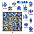 Set da 16 palline di Natale blu e oro con glitter e finiture a specchio - Blu Oro (XM0198S)