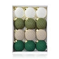 Set di 12 palline di Natale lavorate a mano in quattro tonalità naturali in confezione - Set da 12 Pezzi (8-12PCS Serie Verde) / Sistema Verde