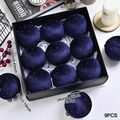 Set di 9 palline di Natale in velluto blu scuro con pois bianchi in confezione regalo - Blu Reale
