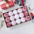 15pcs 8cm velvet Christmas balls set in white and pink tones for holiday tree decor - Pink and White