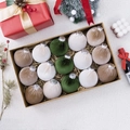 15-piece velvet Christmas ball set in dark green, white, and mocha for tree decoration - Coffee and Green Series