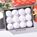 Set di 12 palline di Natale in velluto bianco con motivi a stella in scatola regalo - Bianco