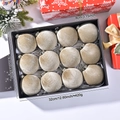 Set di 12 palline di Natale in velluto champagne con trama a spirale e scatola regalo - Cachi