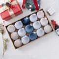 15-piece velvet Christmas ball set in blue and champagne with craft gift box - Blue-Grey Tones