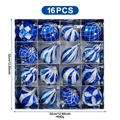 Set di 16 decorazioni natalizie blu e argento con brillantini e forme assortite - Blu Argento
