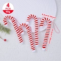 Set di 4 bastoncini di zucchero natalizi a righe bianche e rosse in morbido peluche - Set da 4 bastoncini a righe bianche e rosse