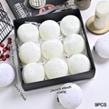 Set of 9 luxury white velvet Christmas balls with silver glitter in black gift box - Off White