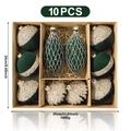 Set di 10 palline di Natale in velluto verde bosco con paillettes in scatola kraft - Verde Scuro (XM0110S)
