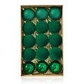 Set di 15 palline di Natale verdi con texture glitter, opache e velluto in scatola - Verde