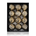 12er-Set Vintage Weihnachtsbaumschmuck mit Prägung in Gold Silber und Bronze-Optik - Bronzegold