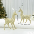 Rennes dorés pailletés avec bois argentés pour décoration de Noël hauteur 20cm - Or (L-005)