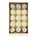 Set da 15 palline di Natale oro e bianche con glitter e texture in una scatola - Bianco Sporco