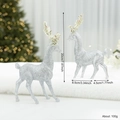Paire de rennes de Noël scintillants argentés avec bois dorés pour décorations festives - Argent (L-006)