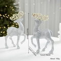 Silver glitter Christmas elk figurine set with golden antlers for holiday decor - Silver Reindeer Style (L-010)