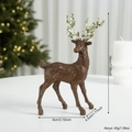 Reno de Navidad marrón con purpurina, 18 cm de altura y astas plateadas brillantes - café