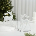 Pair of white glitter reindeer ornaments with detailed dimensions for Christmas decor - White