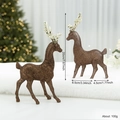 Ensemble de deux figurines de rennes marron pailletées pour décoration de Noël - Café (L-007)