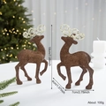 Glittery brown Christmas reindeer figurines with silver horns for holiday decor - Coffee Reindeer Style (L-011)