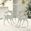 Pair of silver glitter elk ornaments for Christmas tree decor, size 4.72 inches high - Silver