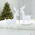 Paire de statues de rennes blancs pailletés avec dimensions pour décoration de Noël - Blanc (L-008)