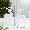 Pair of white glitter reindeer statues for Christmas tree decor, size 18x7x4cm - White Reindeer Style (L-012)