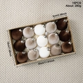 15-piece velvet Christmas ball set in white and brown tones in a gift box - Coffee Colors