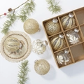 Coffret boules de Noël DIY en or et transparent avec divers motifs de fêtes - Doré