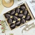 Set di 12 palline di Natale in raso marrone scuro in confezione festiva - caffè